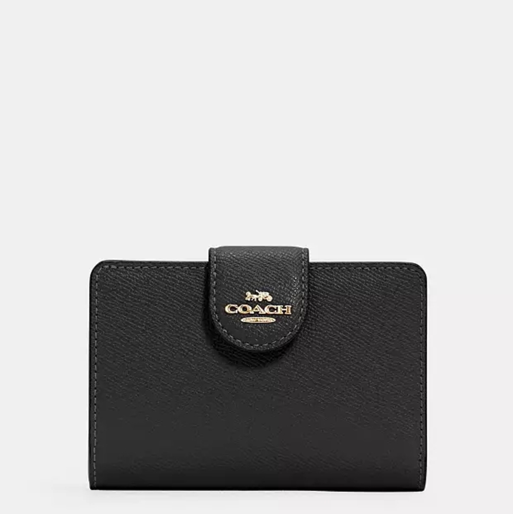 Coach Black Leather Medium Corner Zip Wallet